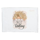 ブロンドガールパワー眠い若いブロンドウーマン 枕カバー (正面)