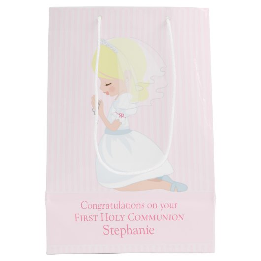 ブロンドガールファーストコミュニオン抱き枕 ミディアムペーパーバッグ (裏面)