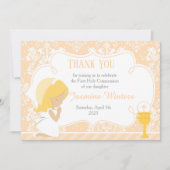 ブロンドガールファースト・コミュニオンダマスク サンキューカード (正面)