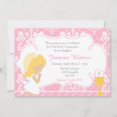 ブロンドガールファースト・コミュニオンダマスク 招待状 (正面)