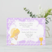 ブロンドガールファースト・コミュニオンダマスク 招待状 (スタンド正面)