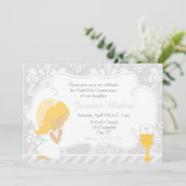 ブロンドガールファースト・コミュニオンダマスク 招待状 (スタンド正面)