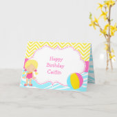 ブロンドガールプールパーティーバッシュパーティー カード (黄色い花)