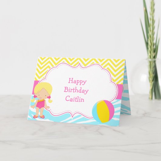 ブロンドガールプールパーティーバッシュパーティー カード (正面)