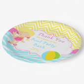 ブロンドガールプールパーティーバッシュパーティー ペーパープレート (アングル)