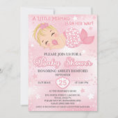 ブロンドガールベビーシャワー招待状 |ベビーマーメイド  招待状 (正面)
