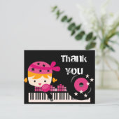 ブロンドガールロックスター誕生日サンキューハガキ ポストカード (スタンド正面)