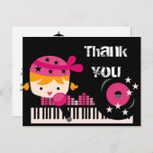 ブロンドガールロックスター誕生日サンキューハガキ ポストカード (正面/裏面)