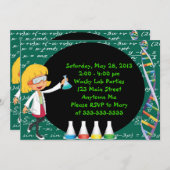 ブロンドガール不機嫌サイエンティストパーティの招待状 招待状 (正面/裏面)
