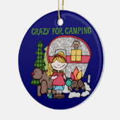 ブロンドガール熱狂するキャンピング セラミックオーナメント (左)