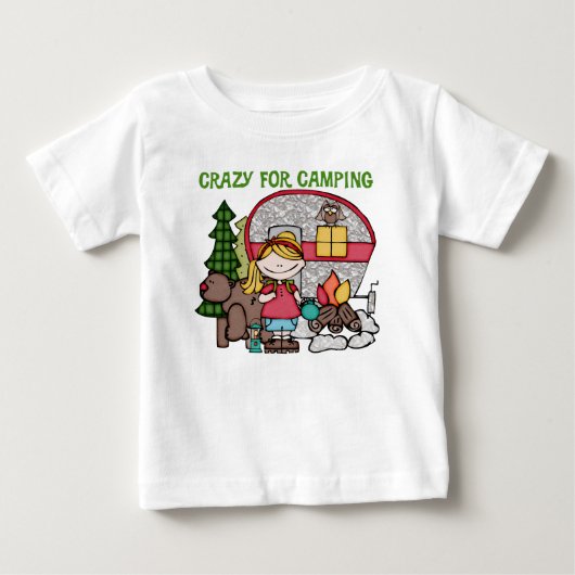 ブロンドガール熱狂するキャンピング ベビーTシャツ (正面)