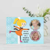 ブロンドガール誕生日スケートで滑るパーティの招待状 招待状 (スタンド正面)