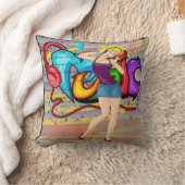 ブロンドガール踊りMusicGraffiti Wall Background クッション (ブランケット)