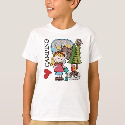 ブロンドガールI Love Camping Tシャツ (正面)