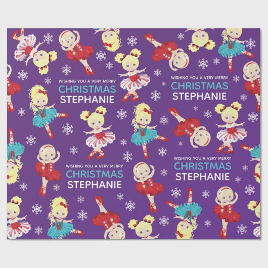 ブロンドクリスマスバレリーナ ラッピングペーパー (フラット)