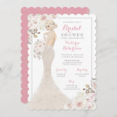 ブロンドグラムブライドインガウンブライダルシャワー 招待状 (正面/裏面)