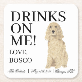 ブロンドゴールデンコッカースパニエル犬結婚ドッグズ スクエアペーパーコースター