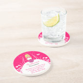 ブロンドサイドパーツのウェディングドレスを着た花嫁の友人用のウェディングドレスコースター コースター (側面)