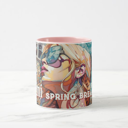 ブロンドサングラスマイアミリゾートプールウォーターカラー マグカップ (中央)
