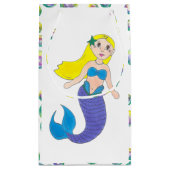 ブロンドスイミングマーメイドガールバブルズ海海 スモールペーパーバッグ (裏面)