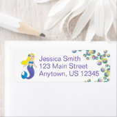 ブロンドスイミングマーメイドガールバブルズ海海 ラベル (インサイチュ)