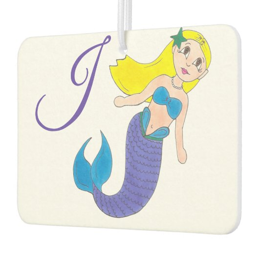ブロンドスイミングマーメイドガールバブル海イニシャル カーエアーフレッシュナー (左)
