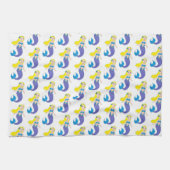 ブロンドスイミングマーメイドガールパープルテール海海 キッチンタオル (横)