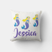 ブロンドスイミングマーメイドガールパープルテール海海 クッション (正面)