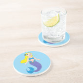 ブロンドスイミングマーメイドガールパープルテール海海 コースター (側面)