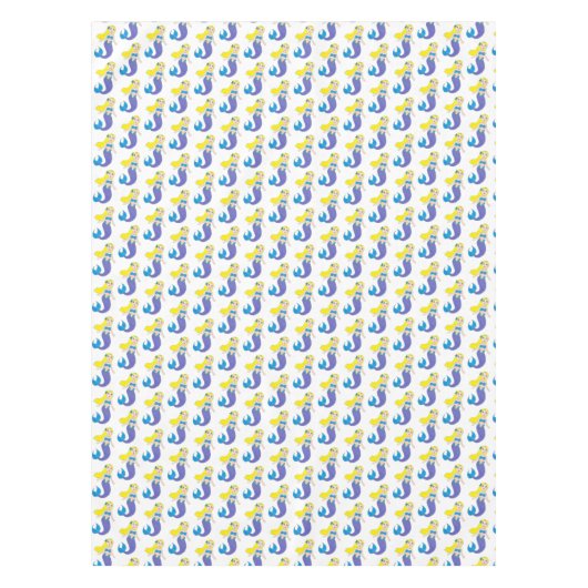 ブロンドスイミングマーメイドガールパープルテール海海 テーブルクロス (正面)