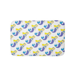 ブロンドスイミングマーメイドガールパープルテール海海 バスマット