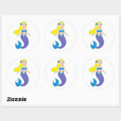 ブロンドスイミングマーメイドガールパープルテール海海 ラウンドシール (シート)