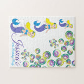 ブロンドスイミングマーメイドバースデーパーティスプラッシュ ジグソーパズル (横)