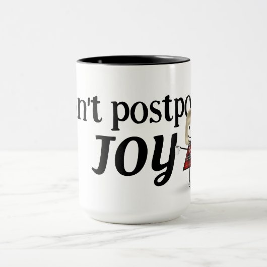 ブロンドスティックフィギュア女の子と喜び引用文 マグカップ (中央)