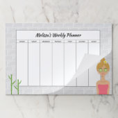 ブロンドスパガールイラストレーションカスタムウィークリープランナー ペーパーパッド (折り畳み)