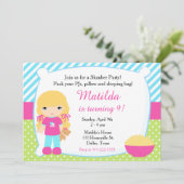 ブロンドスリーポバースランバーパーティー誕生日 招待状 (スタンド正面)