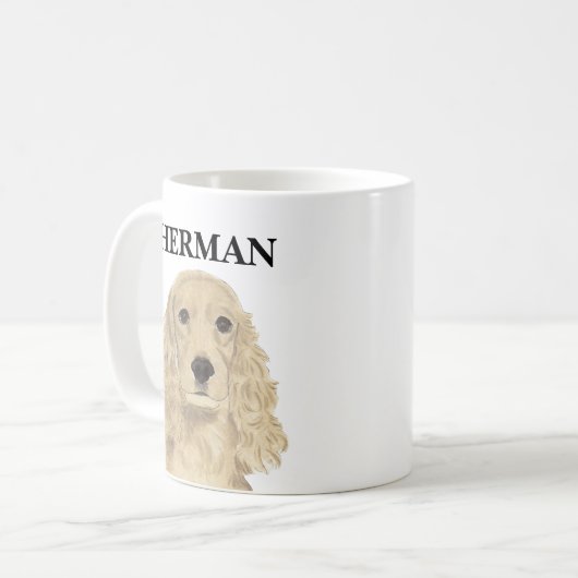 ブロンドタンパーソナライズされたゴールデンコッカースパニエル犬 コーヒーマグカップ (正面左)