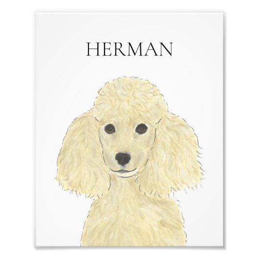 ブロンドタンパーソナライズされたゴールデンプードルアート フォトプリント (正面)