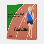 ブロンドトラック&フィールドガールブルーブラック セラミックオーナメント (左)