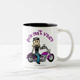 ブロンドバイクもしくは自転車に乗る人 ツートーンマグカップ