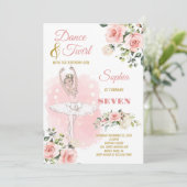 ブロンドバレリーナインホワイトドレスフローラ誕生日 招待状 (スタンド正面)