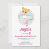 ブロンドバレリーナバレエ踊りバースデーパーティー 招待状 (正面)