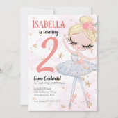 ブロンドバレリーナバースデーパーティーの招待 招待状 (正面)