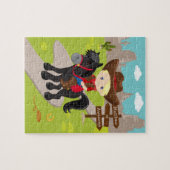 ブロンドパーソナライズされたカウボーイジグソーパズル ジグソーパズル (横)