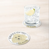 ブロンドパーソナライズされたタンゴールデンプードル結婚ドッグ ラウンドペーパーコースター (インサイチュ)