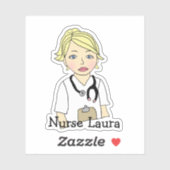 ブロンドパーソナライズされたナースまたはヘルパー名 シール (シート)