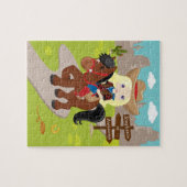 ブロンドパーソナライズされた女性のカーボーイジグソーパズル ジグソーパズル (横)