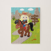 ブロンドパーソナライズされた女性のカーボーイジグソーパズル ジグソーパズル (縦)