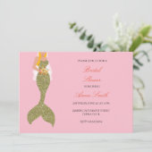 ブロンドピンクの人魚のブライダルシャワーの招待状 招待状 (スタンド正面)