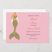 ブロンドピンクの人魚のブライダルシャワーの招待状 招待状 (正面/裏面)